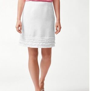 Tommy Bahama Two Palms Fringed Linen Skirt. White. Size 10